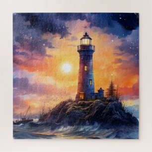 Wasserfarbe Leuchtturm Puzzle