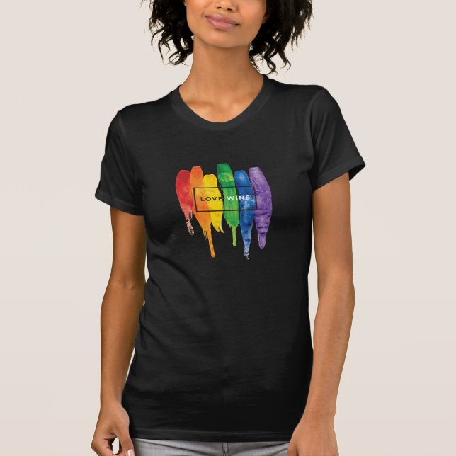 Wasserfarbe LGBT Liebe gewinnt Regenbogenfarbe Typ T-Shirt (Vorderseite)