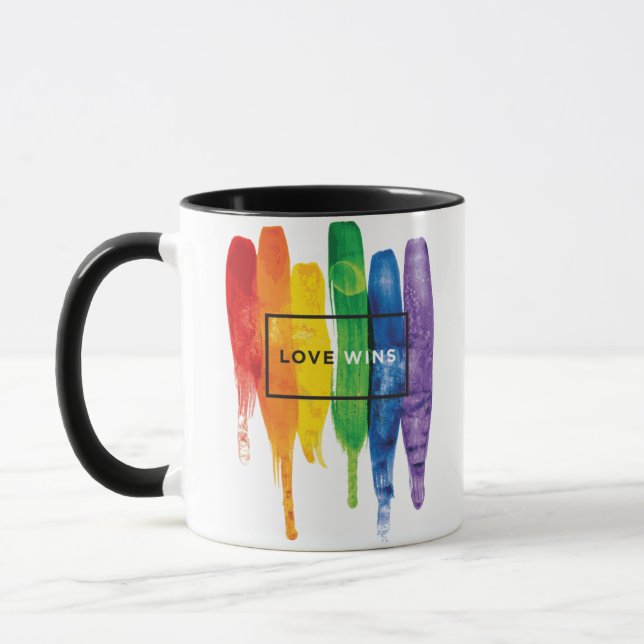 Wasserfarbe LGBT Liebe gewinnt Regenbogenfarbe Typ Tasse (Links)
