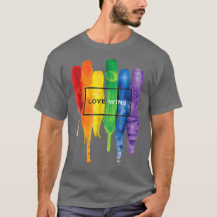 Wasserfarbe Liebe gewinnt Rainbow Paint Typografic T-Shirt