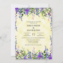 Wasserfarbe Lila auf Gelbe Hochzeit Einladung