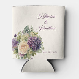 Wasserfarbe Lila Blume Bouquet-Wedding- Dosenkühler