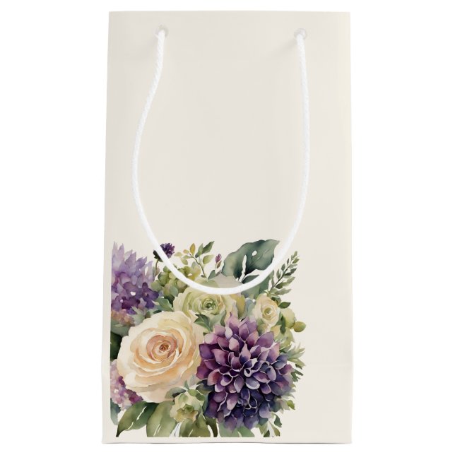 Wasserfarbe Lila Blume Bouquet-Wedding- Kleine Geschenktüte (Vorderseite)