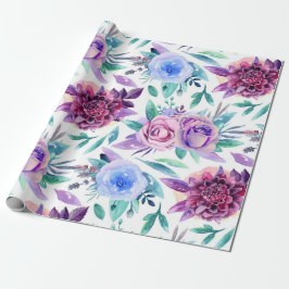 Wasserfarbe lila Blüte. Boho-Blume Geschenkpapier