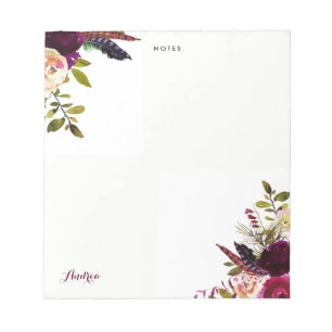 Wasserfarbe Lila Boho Bläserner Herbst Personalisi Notizblock