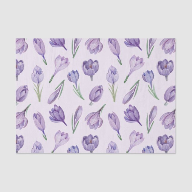 Wasserfarbe Lila Crocus Frühlingsblumen Seidenpapier (Vorderseite)