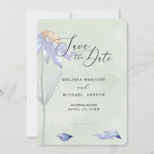 Wasserfarbe Lila Daisy Rustic Sage Green Wedding Save The Date