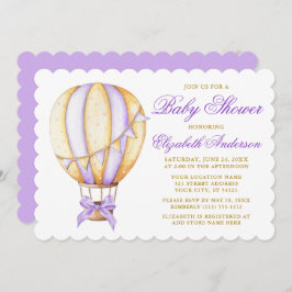 Wasserfarbe Lila Heißluftballon Bow Babydusche Einladung