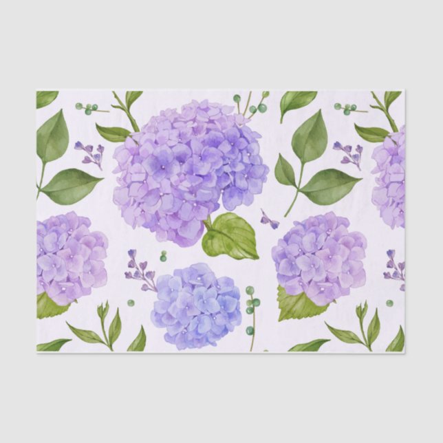 Wasserfarbe Lila Hydrangea-Blume Seidenpapier (Vorderseite)
