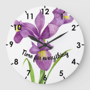 Wasserfarbe Lila Iris Botanische Blumenart Große Wanduhr