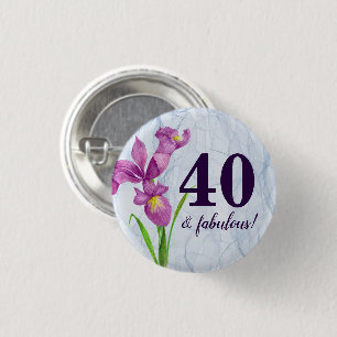 Wasserfarbe Lila Iris Botanische Organza Button