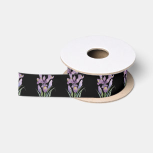 Wasserfarbe Lila Iris Botanisches Blumenschwarz Satinband