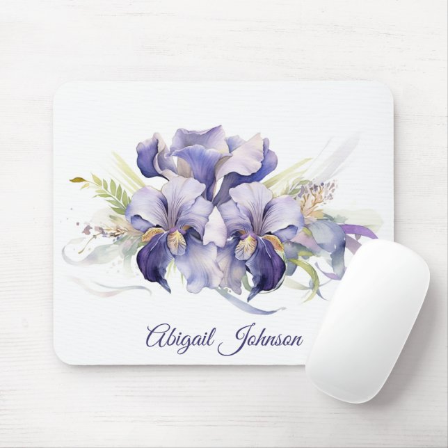 Wasserfarbe Lila Iris Bouquet Mousepad (Mit Mouse)