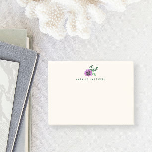 Wasserfarbe Lila Pansy Personalisiert Elfenbein Post-it Klebezettel