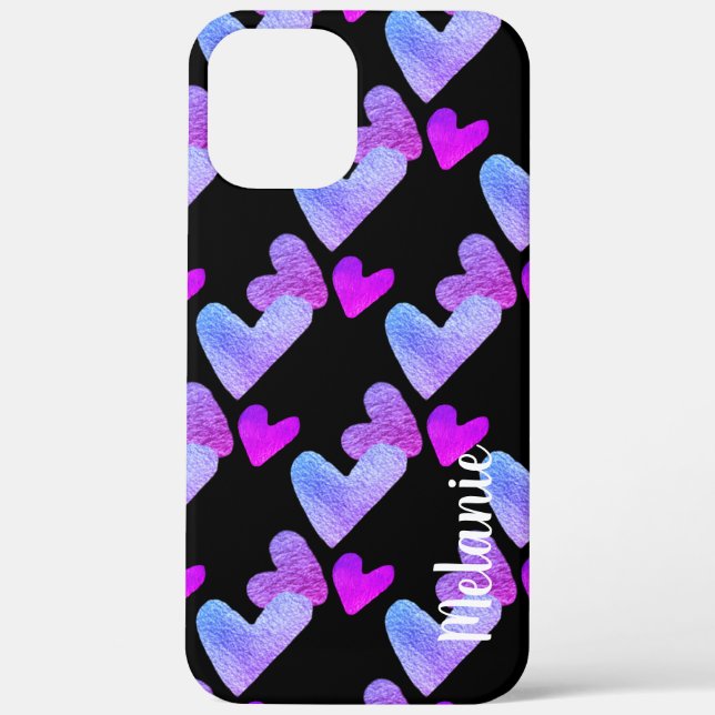 Wasserfarbe Lila Rosa  Farbe Mit Monogramm Case-Mate iPhone Hülle (Rückseite)