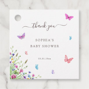 Wasserfarbe Lila Rosa Schmetterling Elegante Blume Geschenkanhänger