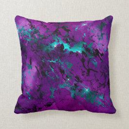 Wasserfarbe Lila und Aquamarin Marmorgalaxie Kissen