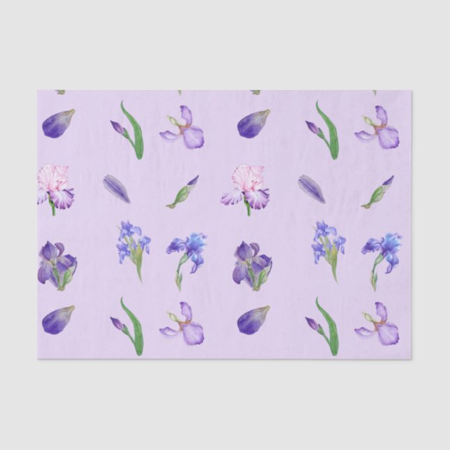 Wasserfarbe Lila und blaue Iris-Blume Seidenpapier (Vorderseite)