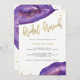 Wasserfarbe Lila und Gold Geode Bridal Brunch Einladung