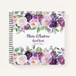 Wasserfarbe Lila und Lavender Rose Gästebuch Notizbuch