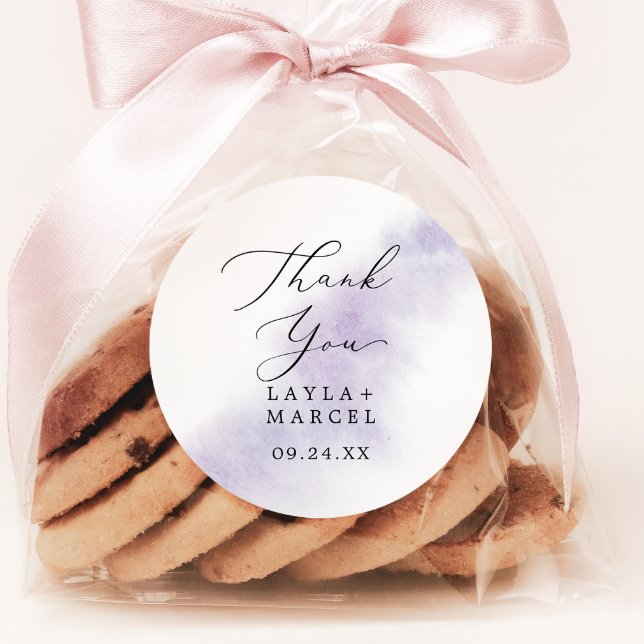 Wasserfarbe Lila Vielen Dank Gastgeschenk Hochzeit Runder Aufkleber (Von Creator hochgeladen)