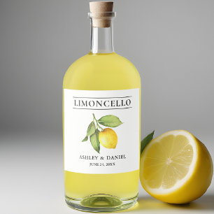 Wasserfarbe Limoncello Alkoholflaschenetikett