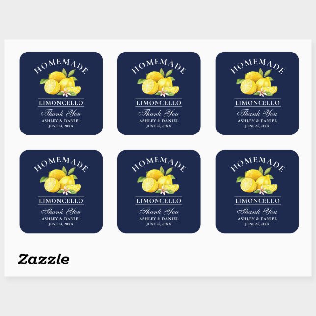 Wasserfarbe Limoncello Danke Blue Quadratischer Aufkleber (Blatt)
