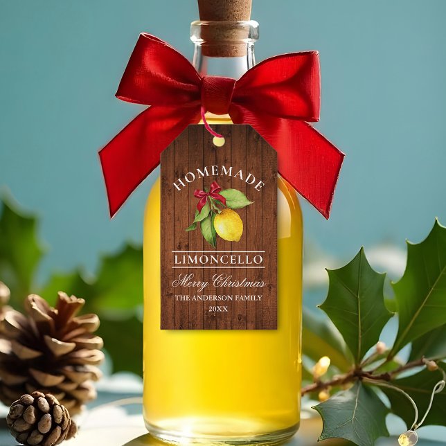 Wasserfarbe Limoncello Holz Weihnachten Geschenkanhänger (Customize to change text size, text style or to add more text to back of tag.)