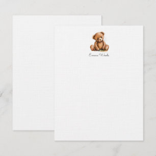 Wasserfarbe Little Teddy Bär Personalisiert Mitteilungskarte