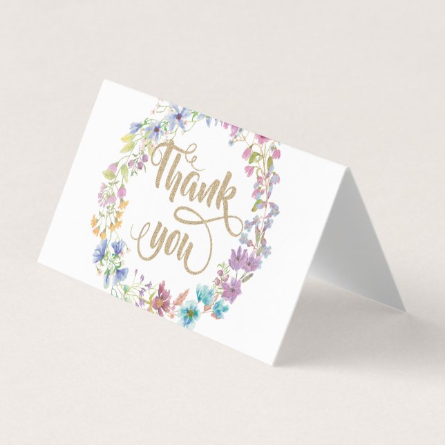 Wasserfarbe Little Wildblume Wiesen Wreath Visitenkarten (Vorderseite)