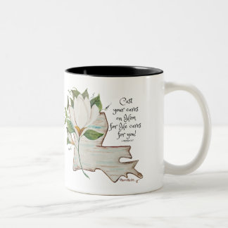 Wasserfarbe Louisiana Liebe mit Magnolien Zweifarbige Tasse