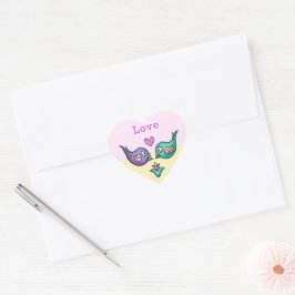 Wasserfarbe Lovebirds Valentinaufkleber Herz-Aufkleber