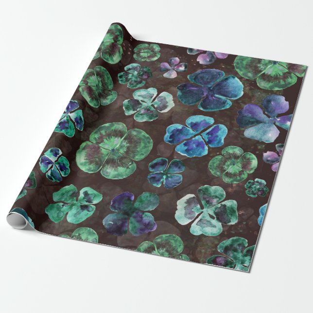 Wasserfarbe Lucky Grüne Klee Geschenkpapier (Ungerollt)