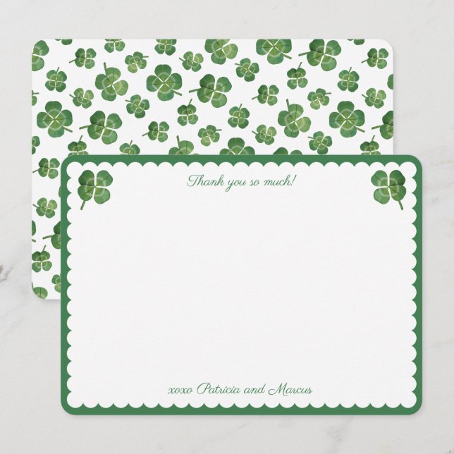 Wasserfarbe Lucky Liebe St. Patricks Brautparty Dankeskarte (Vorne/Hinten)