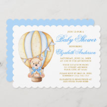 Wasserfarbe Luftballon Teddy Bear Blue Baby Dusche