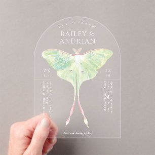 Wasserfarbe Luna Moth Wedding Acryleinladungen