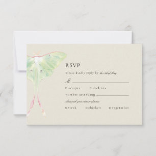 Wasserfarbe Luna Moth Wedding RSVP Karte
