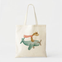 Wasserfarbe lustige Giraffe und Flugzeug. Kind