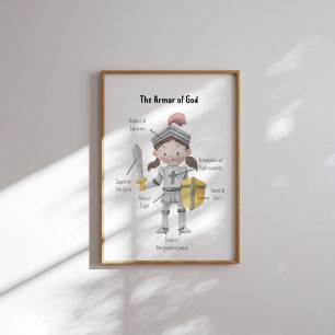 Wasserfarbe Mädchen die Rüstung Gottes Poster
