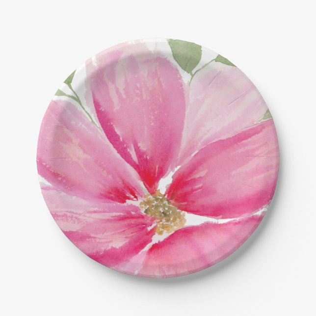 Wasserfarbe Magenta Bloom Pappteller (Vorderseite)