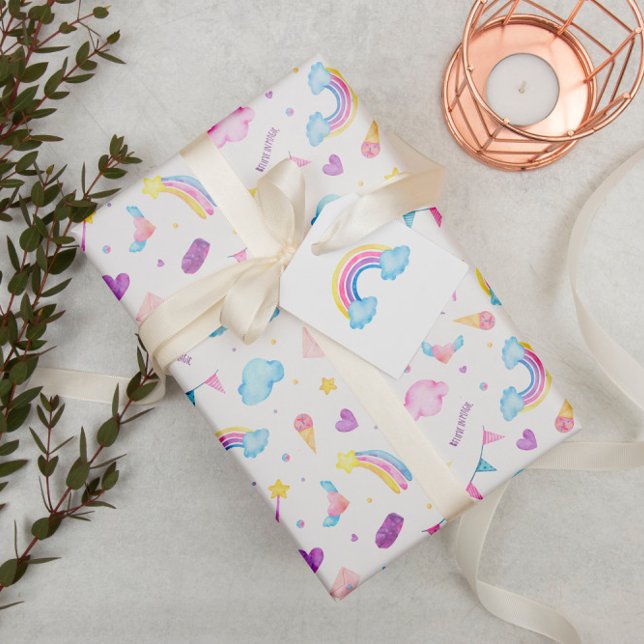 Wasserfarbe Magischer Regenbogen Einhorn Nahtlos Geschenkpapier Set (Von Creator hochgeladen)