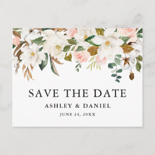 Wasserfarbe Magnolien Rosen Save the Date Postkarte