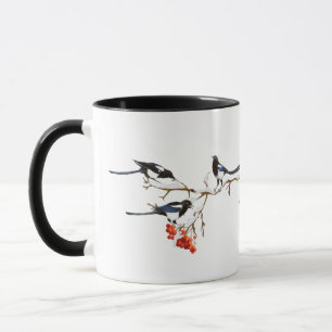 Wasserfarbe Magpie Vögel Natur Kunst Tasse