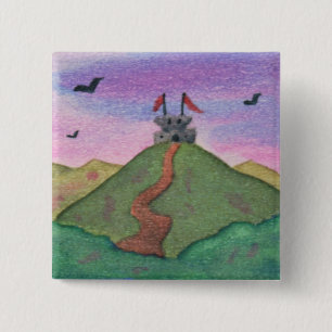 Wasserfarbe, Malerei, Natur, Festung, Burg, Button