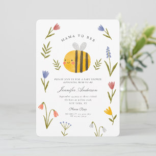 Wasserfarbe Mama zu Wildblumen Babydusche Einladung