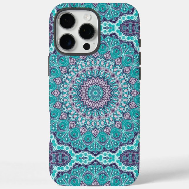 Wasserfarbe Mandala Aquamarin und Lila Case-Mate iPhone Hülle (Rückseite)