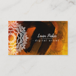 Wasserfarbe Mandala Kunst, Abstrakter Spritzer Str Visitenkarte