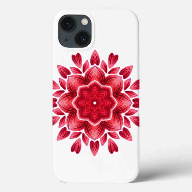 Wasserfarbe Mandala Kunst - Rote Rose Petals Blume Case-Mate iPhone Hülle (Rückseite)