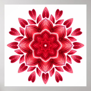 Wasserfarbe Mandala Kunst - Rote Rose Petals Blume Poster