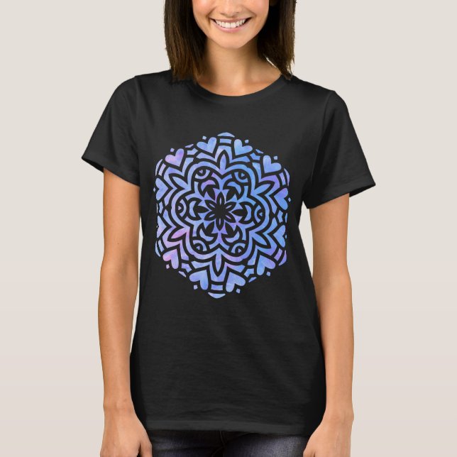 Wasserfarbe Mandala Lila und blau T-Shirt (Vorderseite)
